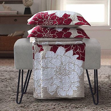 Helena Burgundy Reversible Quilt Bedspread Set