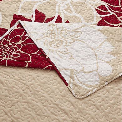 Helena Burgundy Reversible Quilt Bedspread Set