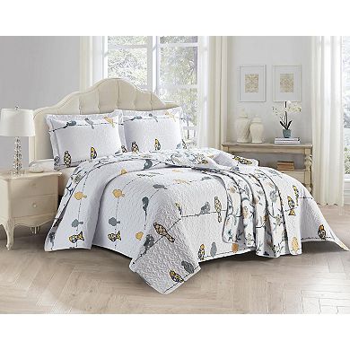 Ayat Paisley Bird Reversible Quilt Bedspread Set