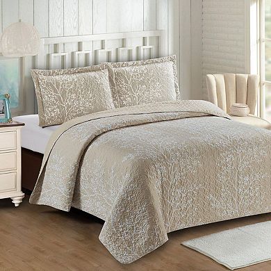 Odette Beige Quilt - Bedspread Set