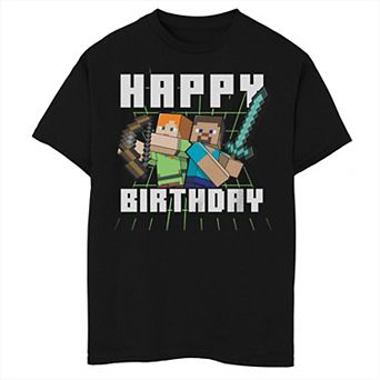 Boys 8-20 Husky Minecraft Happy Birthday Graphic Tee