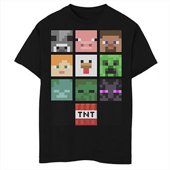 Boys 8-20 Husky Minecraft Characters Big Faces Graphic Tee