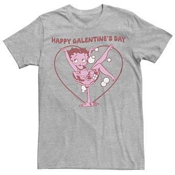 Juniors' Betty Boop Happy Galentines Day Glass Bubbles Boyfriend Graphic Tee