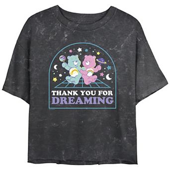 Juniors' Care Bears Thank You For Dreaming Mineral Wash Cropped Graphic Tee