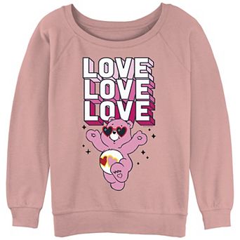 Juniors' Care Bears Love Stack Slouchy Terry Graphic Pullover