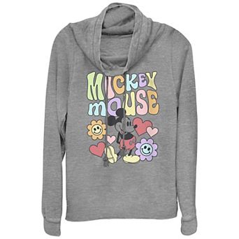 Disney's Mickey Mouse Juniors' Groovy Cowlneck Graphic Lightweight Long Sleeve