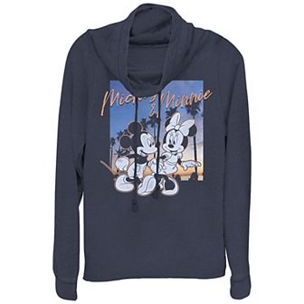 Disney's Mickey & Minnie Juniors' Sunset Couple Cowlneck Graphic Lightweight Long Sleeve