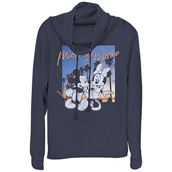 Disney's Mickey & Minnie Juniors' Sunset Couple Cowlneck Graphic Lightweight Long Sleeve
