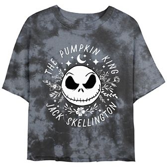 Disney's The Nightmare Before Christmas Jack Skellington Juniors' The Pumpkin King Mineral Wash Cropped Tee