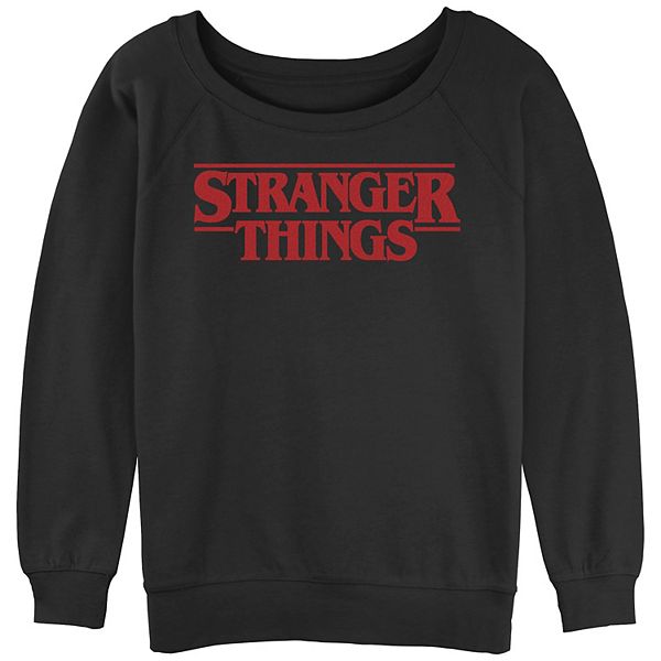 Juniors' Stranger Things Solid Logo Slouchy Sweatshirt