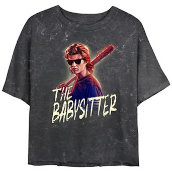 Juniors' Stranger Things Steve Harrington The Babysitter Portrait Cropped Graphic Tee