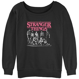 Juniors' Stranger Things Faded Cast Poster Slouchy Sweatshirt