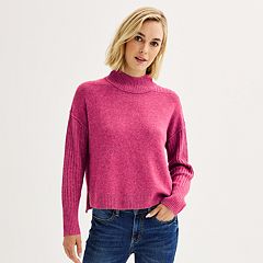 Juniors' SO® Mock Turtleneck Puff Sleeve Sweater