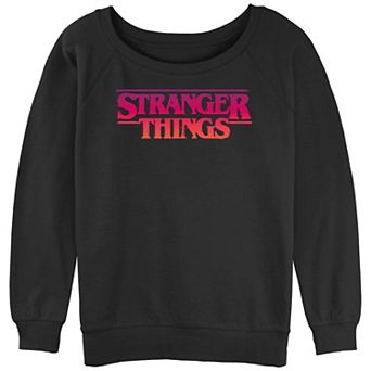 Juniors' Stranger Things Gradient Logo Slouchy Sweatshirt