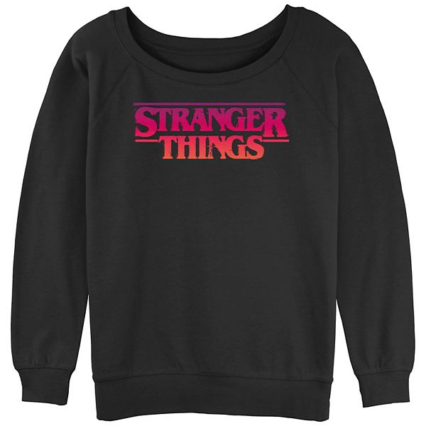 Juniors' Stranger Things Gradient Logo Slouchy Sweatshirt
