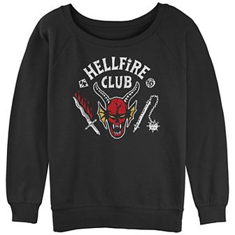 Juniors' Stranger Things Hellfire Club Mace And Dagger Slouchy Sweatshirt