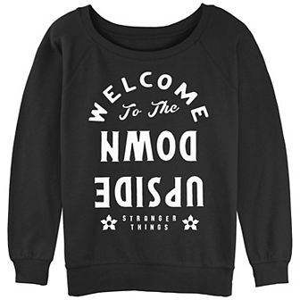Juniors' Stranger Things Welcome To The Upside Down Slouchy Sweatshirt