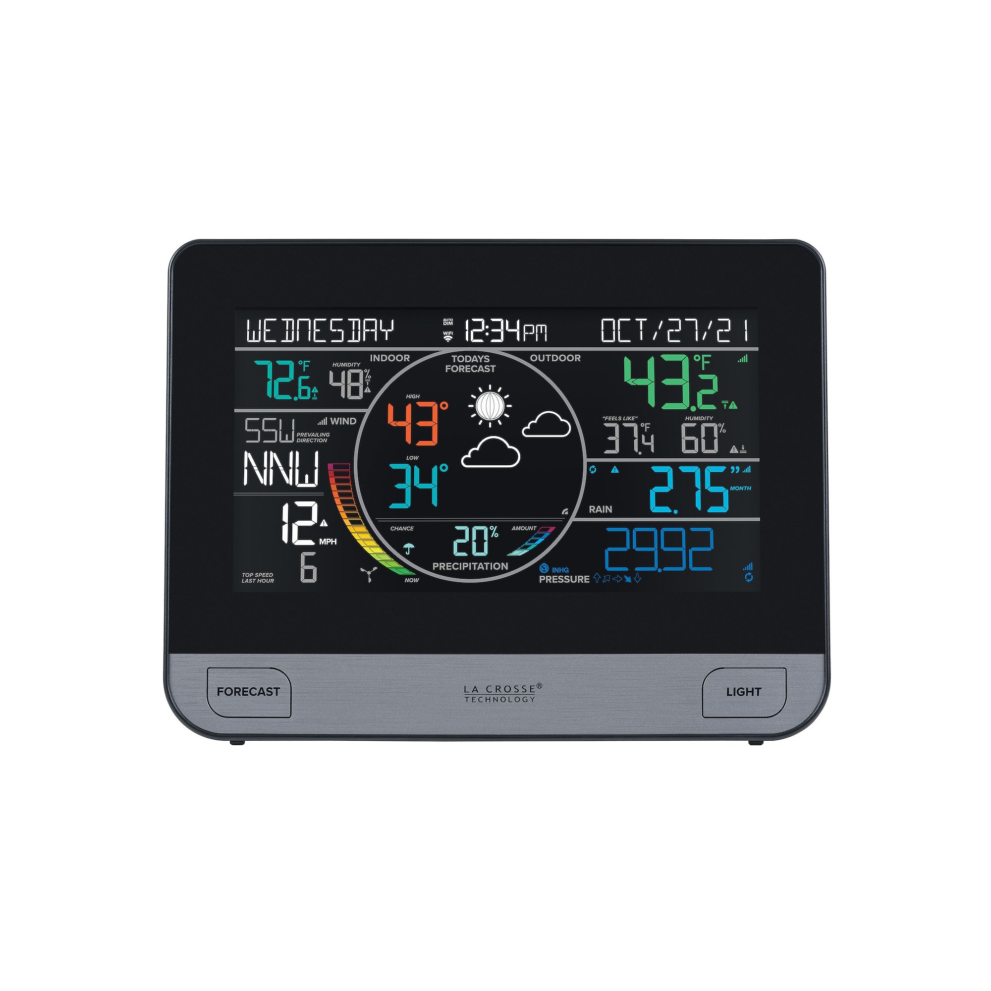 La Crosse Technology Professional WiFi Color Weather Center, Black