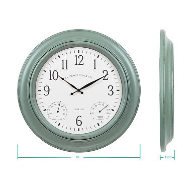 La Crosse Technology 18-in. Indoor/Outdoor Sage Green Quartz Clock with Temperature & Humidity