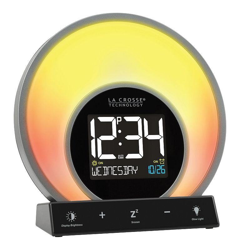 La Crosse Technology Soluna S Sunrise & Sunset Light Digital Alarm Clock with USB, Black