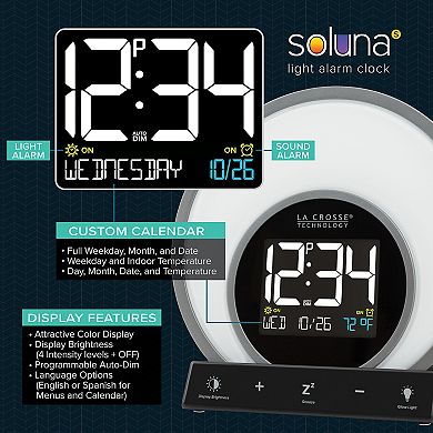 La Crosse Technology Soluna S Sunrise & Sunset Light Digital Alarm Clock with USB