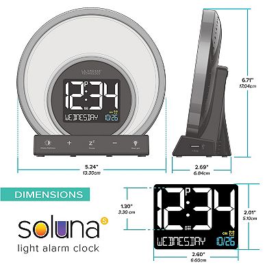 La Crosse Technology Soluna S Sunrise & Sunset Light Digital Alarm Clock with USB