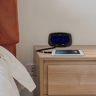 La Crosse Technology Equity by La Crosse Blue LED Dual USB Digital Alarm Clock