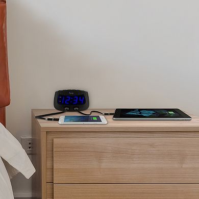La Crosse Technology Equity by La Crosse Blue LED Dual USB Digital Alarm Clock