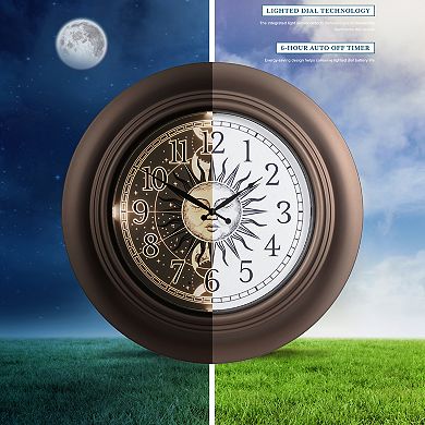 La Crosse Technology 21-in. Indoor/Outdoor Wall Clock with Sun & Moon Dial