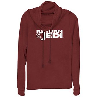 Juniors' Star Wars The Return Of The Jedi Typography Cowlneck Graphic Lightweight Long Sleeve