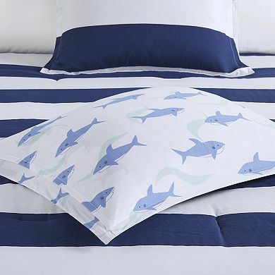 Urban Habitat Kids Dakota Shark Stripe Cotton Reversible Comforter Set with Shams