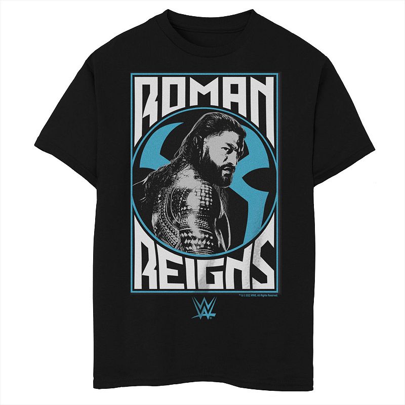 Licensed Character Boys 6-20 Husky WWE Roman Reigns Sees You Logo Graphic Tee, Boy's, Size: Small, Black