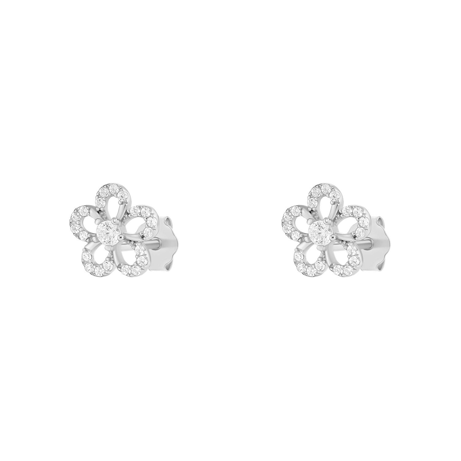 Elegant 925 Sterling Silver CZ Daisy Stud Earrings – 6mm Cubic Zirconia Everyday Jewelry #53154