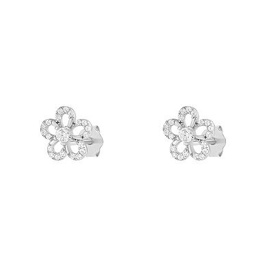 PRIMROSE Sterling Silver Cubic Zirconia Sweet Daisy Stud Earrings