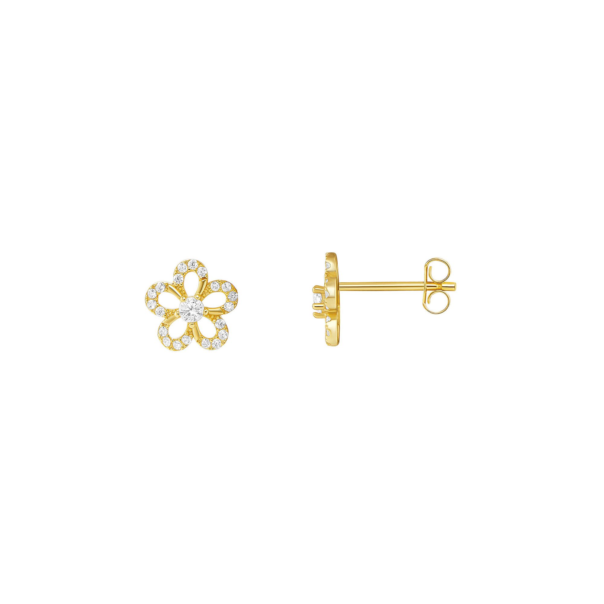 PRIMROSE Sterling Silver Cubic Zirconia Sweet Daisy Stud Earrings, Womens,