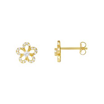 PRIMROSE Sterling Silver Cubic Zirconia Sweet Daisy Stud Earrings
