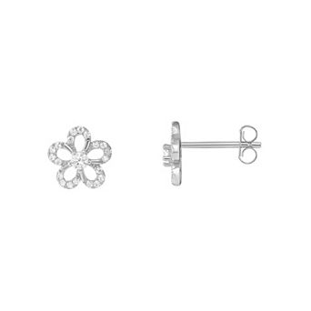 PRIMROSE Sterling Silver Cubic Zirconia Sweet Daisy Stud Earrings