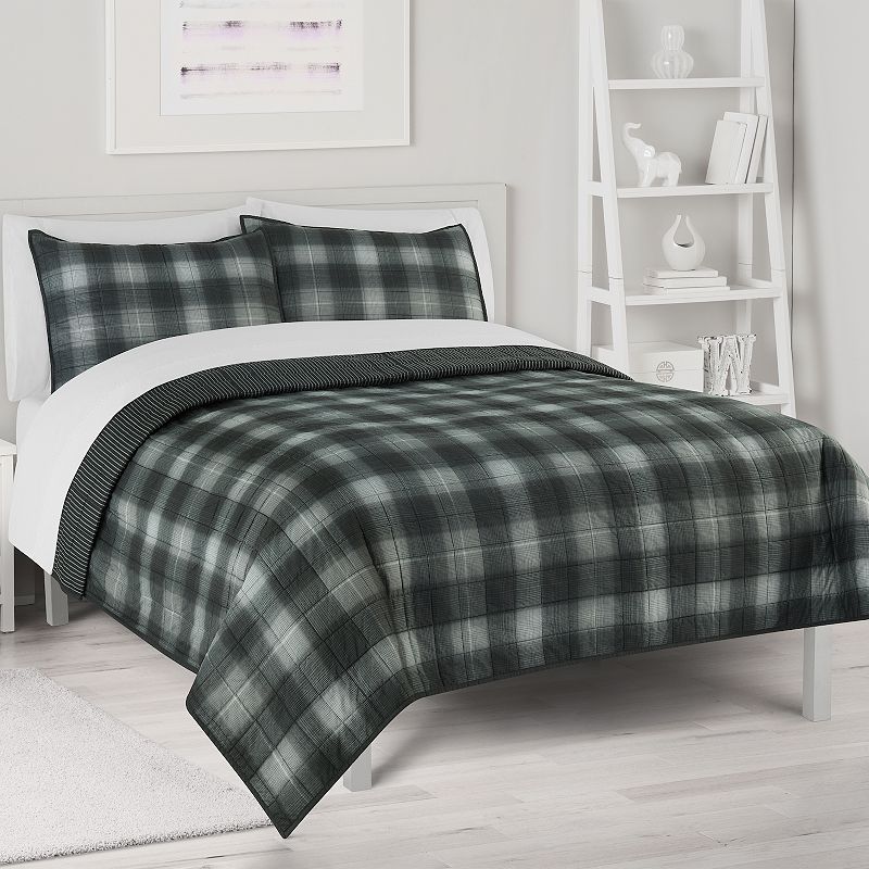 The Big One Reversible Quilt Set, Dark Grey, Twin