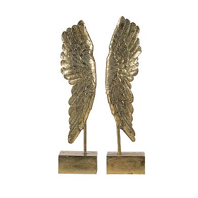 Gold Finish Wing Bookends Table Decor 2-piece Set