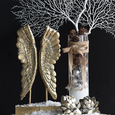 Gold Finish Wing Bookends Table Decor 2-piece Set