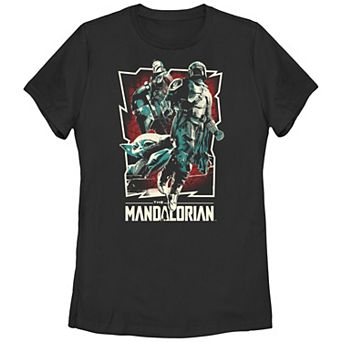 Juniors' Star Wars The Mandalorian Rockstar Characters Poster Graphic Tee
