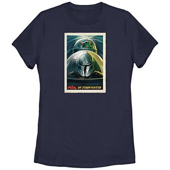Juniors' Star Wars The Mandalorian Starfighter Paper Poster Graphic Tee