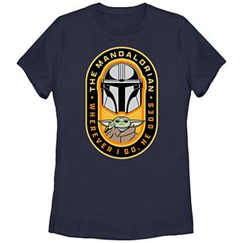 Juniors' Star Wars The Mandalorian Wherever I Go He Goes Graphic Tee