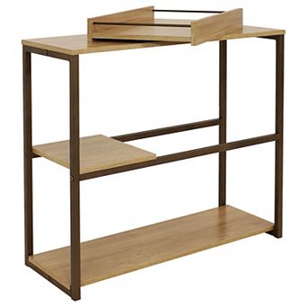 Sunnydaze Industrial 3-Shelf Sofa Table with Tray - Brown - 28.25 in