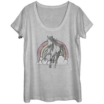 Juniors' Rainbow Cloud And Horse Sketch Tee