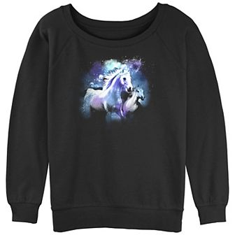 Juniors' Cosmic Horses Paint Slouchy Sweatshirt