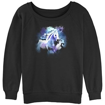 Juniors' Cosmic Horses Paint Slouchy Sweatshirt