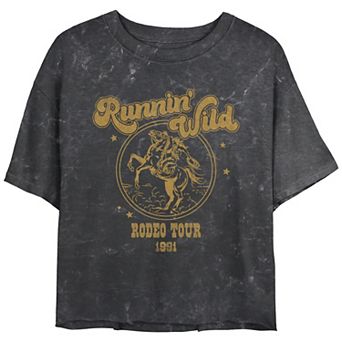 Juniors' Runnin Wild Rodeo Tour 1991 Circle Logo Crop Tee