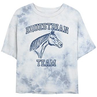 Juniors' Esquestrian Team Horse Head Collegiate Bombard Wash Cropped Tee