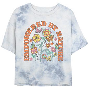 Juniors' Empowered By Nature Flowers Vintage Bombard Wash Cropped Tee